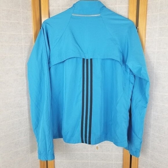 Adidas Women's Full Zip Windbreaker Track Jacket Size Medium Blue and Black - Picture 6 of 13